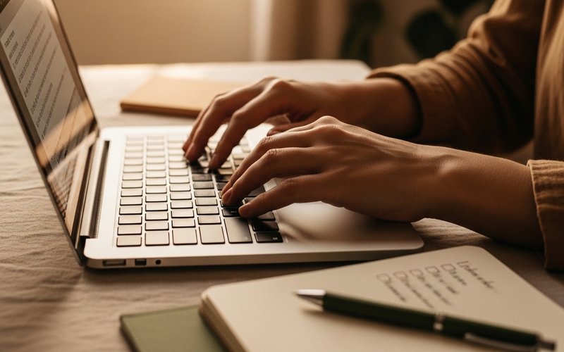 Hände tippen auf einem Laptop — digitalen Nachlass organisieren